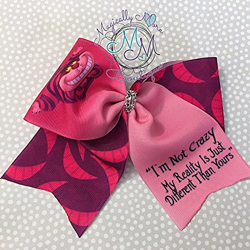 Cheshire cat inspired Hair bow, Smiles hair bow inspired by the mad hatter himself Handmade Holiday stocking stuffers for toddlers, girls, tween, teens, and women - Thumbnail 3