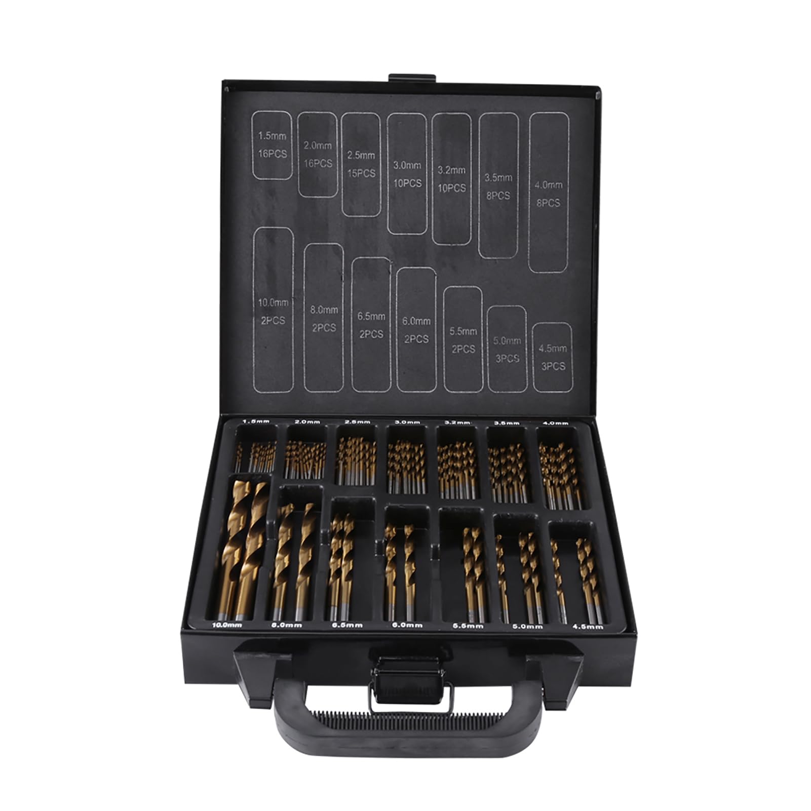 Drill Bits Set, 99pcs Titanium Coated HSS Metal 1.5mm-10mm Quick Change Bit Set with Carry Case Twist Tool for Alloy Steel Iron Copper Hss Sets Metric Spiral Industrial Strength