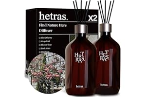 HETRAS. hetras Premium Reed Diffuser Set 16.9 fl.oz. 2 Pack | Flower Shop - Flowers & Green Grass Scent | Long-Lasting Luxury Fragrance with 10 Reed Sticks for Home & Office | Gifts for Loved One