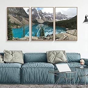 Framed Canvas Wall Art for Living Room, Bedroom Clear Lake in Forest Canvas Prints for Home Decoration Ready to Hang - 16"x24"x3 Panels