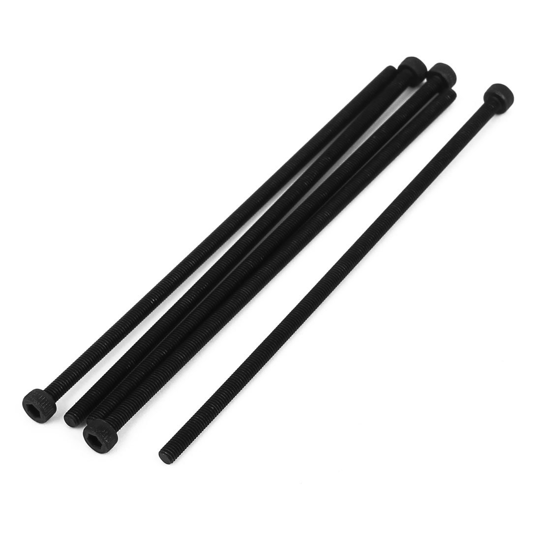 Sourcingmap M3x100mm Fully Thread Hex Socket Head Knurled Cap Screw Bolt Black 5pcs