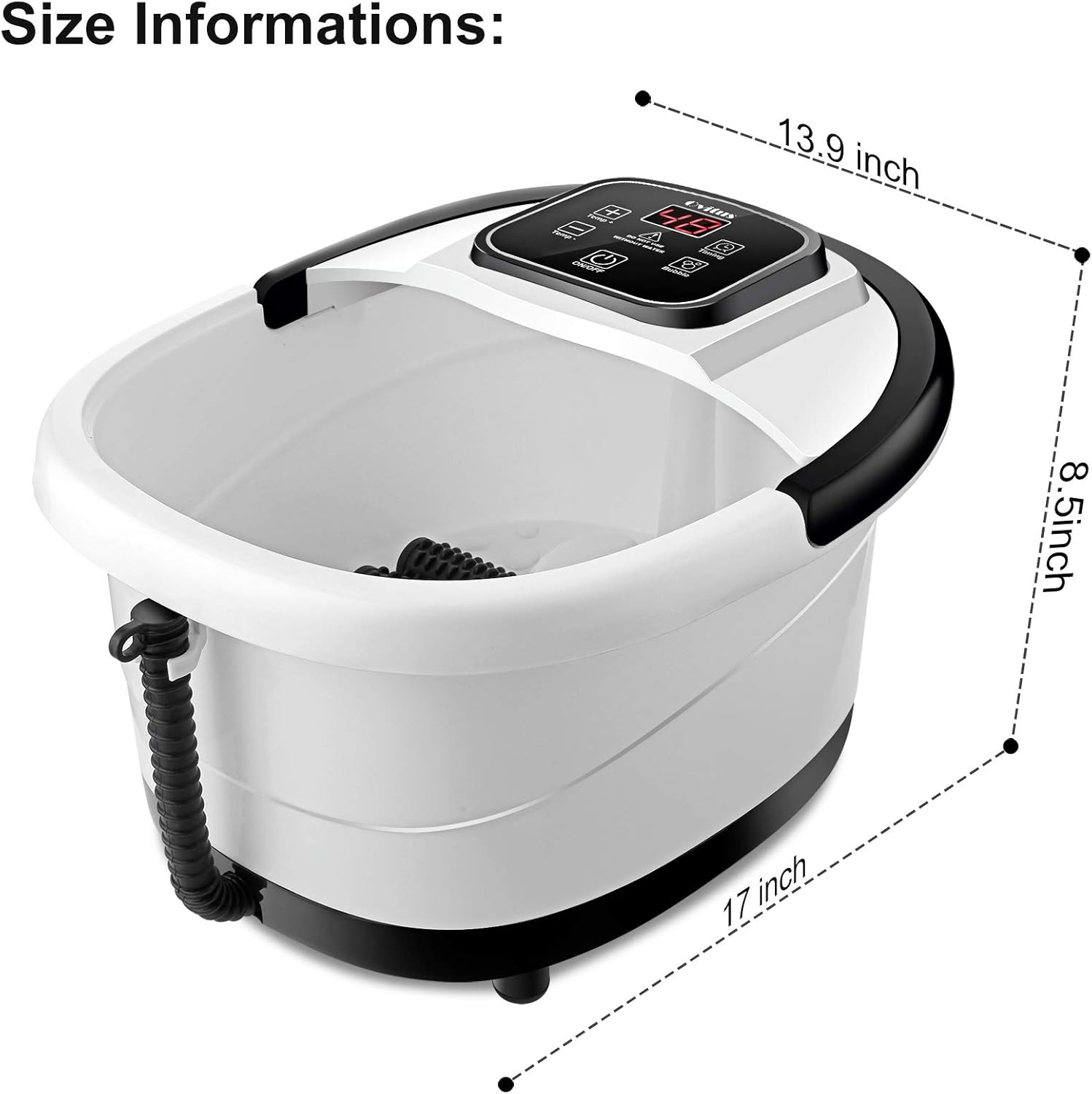 Foot Spa Bath Massager with Heat, Bubble Jets and 8 Removable Long Massage Rollers with Acupressure Massage Nodes, Material Box, Digital Adjustable Temperature Control, Portable Handle: Health & Personal Care