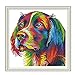 ITSTITCH Cross Stitch Kits Stamped for Adults 11CT 17X17 inch DIY Embroidery Starter Kits Easy Patterns Embroidery for Girls Crafts DMC Needlework Kits Preprinted Rainbow Dog Pattern