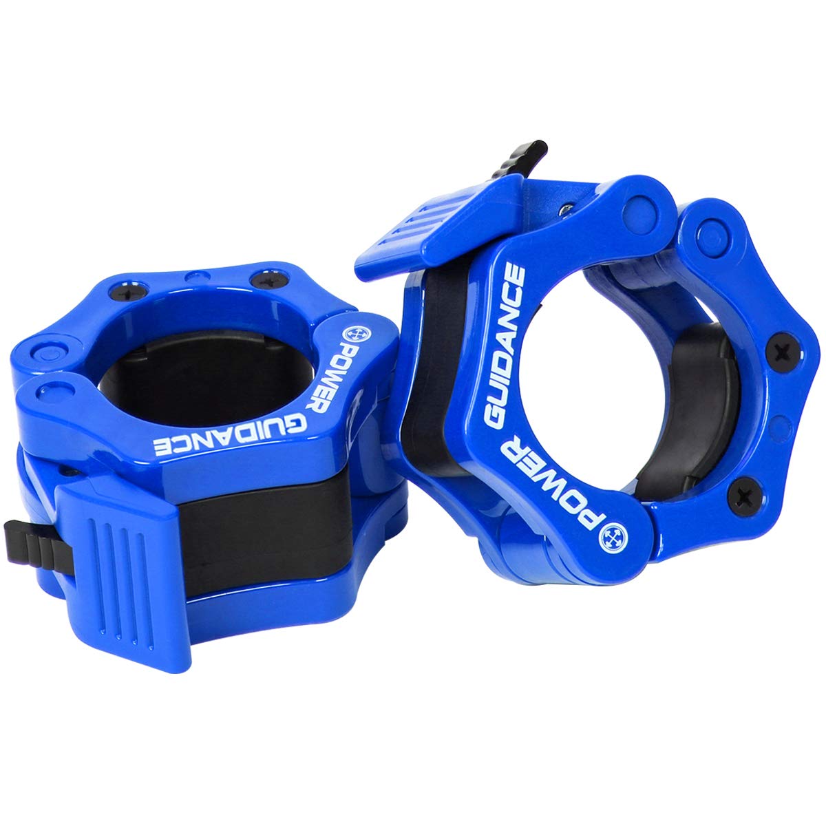 POWER GUIDANCE Weightlifting 50mm 2 inch Barbell Clamp Collar - Quick Release Pair of Locking 2" Olympic Bar - Great for Cross Training(Blue)