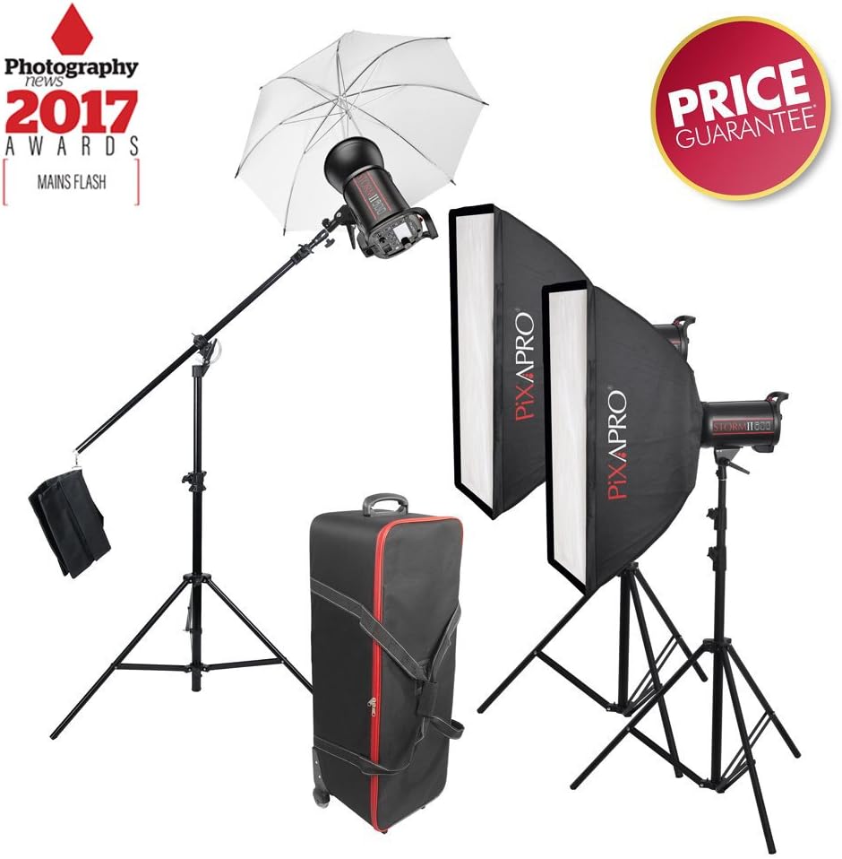 STORM II600 600Ws High Speed Fan Cool Studio Strobe 2 4GHz Three Head Boom Kit HSS 1 8000s Flash Light  2 Year UK Warranty  Fast Delivery  UK Stock  VAT Registered  Three Head Boom Kit  STORM II 600 