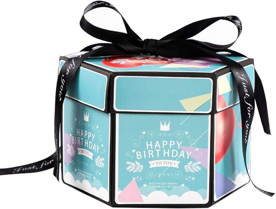 DIY Explosion Photo Box, Innovative Romantic DIY Photo Album Box Hexagonal Multi-Layer Surprising Gift Box for Wedding Birthday Anniversary Valentine's Day