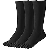 HABITER Women's Toe Socks Cotton Crew Athletic Running Five Finger Socks