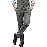 Mens Vintage Tweed Dress Pants Slacks Trousers Regular Fit Suit Pants for Men