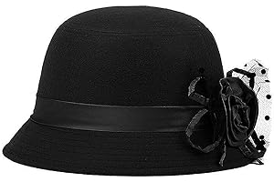 Glamorstar Vintage Felt Cloche Hat Winter Floral Fedora Bucket Hat Bowler Hats