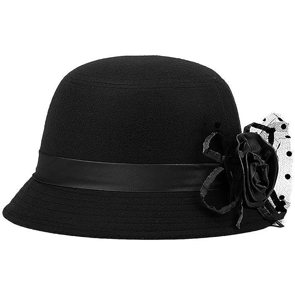 ORIDOOR Women Vintage Wool Felt Flowers Bucket Cloche Bowler  display picture 1