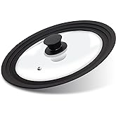 Lerykin Tempered Glass Lid - Universal Lid with Heat Resistant Silicone Rim for Pots, Pans and Skillets - Pan Cover Replacement Lid Fits 10", 11" and 12" Diameter Cookware
