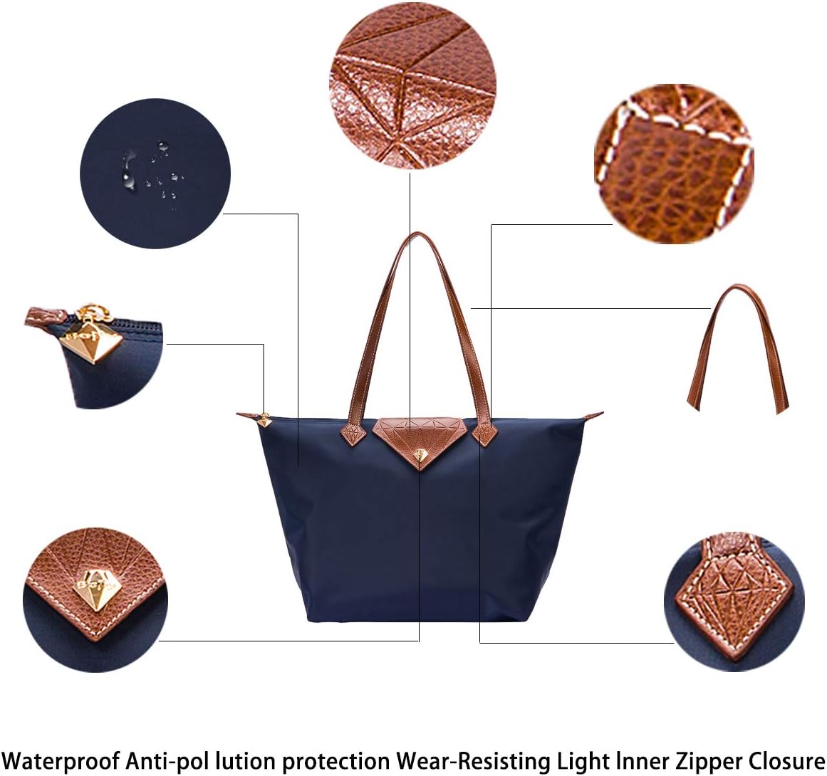 BOJLY Tote Bags for Women Stylish Waterproof Nylon Ladies Shoulder Bag Top Handle Handbag Folding Beach Travel Bag for Work,Shopping - Image 3