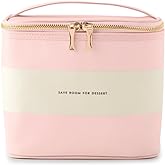 kate spade new york Small Insulated Lunch Tote, Lunch Cooler, 8 x 7 x 4.5 Cute Lunch Bag for Women, Pink Thermal Bag with Double Zipper Close and Carrying Handle, Blush Rugby Stripe