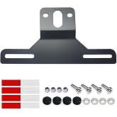 ZXFOOG Trailer License Plate Bracket Holder- Black Stainless Steel Metal Car Tag Frame for Truck/RVs/Boats, Universal License Plate Light Mounting Kit with Screw Caps