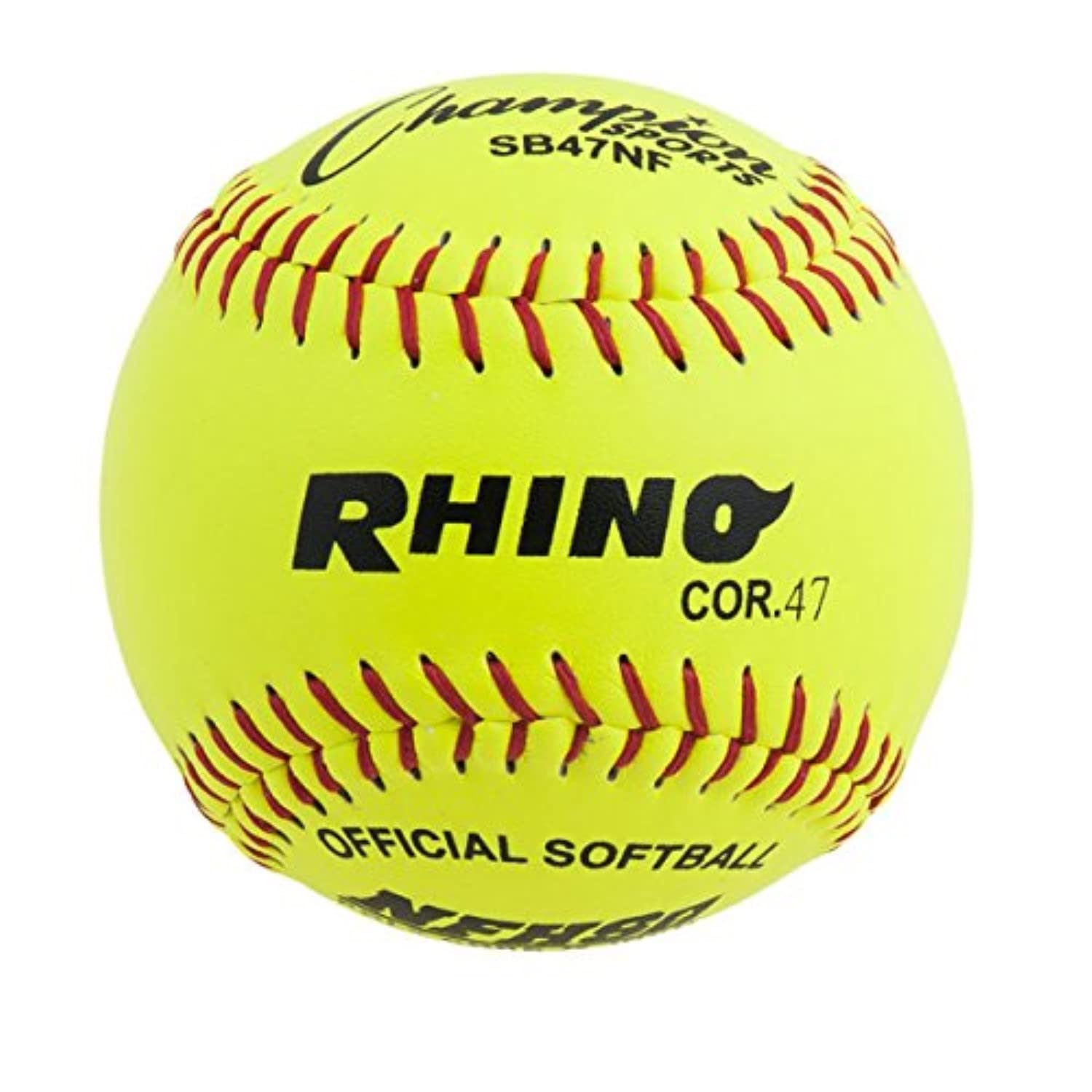 Champion Sports 12" Leather Cover Softballs - Poly Core - Medium Compression - NFHS Approved - Raised Seams - Optic Yellow - Pack of 72 Image