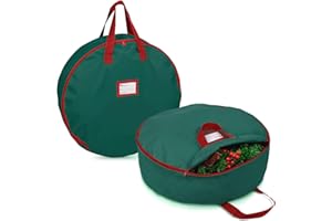 Primode Christmas Wreath Storage Bag 30" - 2 Pack Artificial Wreath Container - Garland Holiday Xmas Wreaths Holder - Sturdy Handles - Card Slot Zipper Strong 420D Oxford (30 Inch, Green)
