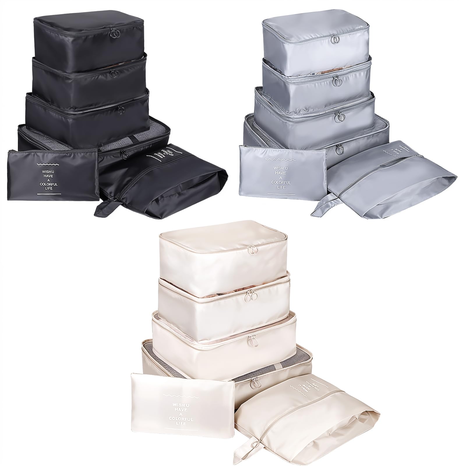 Photo 1 of 21 Pcs Packing Cubes Packing Organizers Luggage Organizer Bags Foldable Travel Luggage Cubes Suitcases Organizer Bags