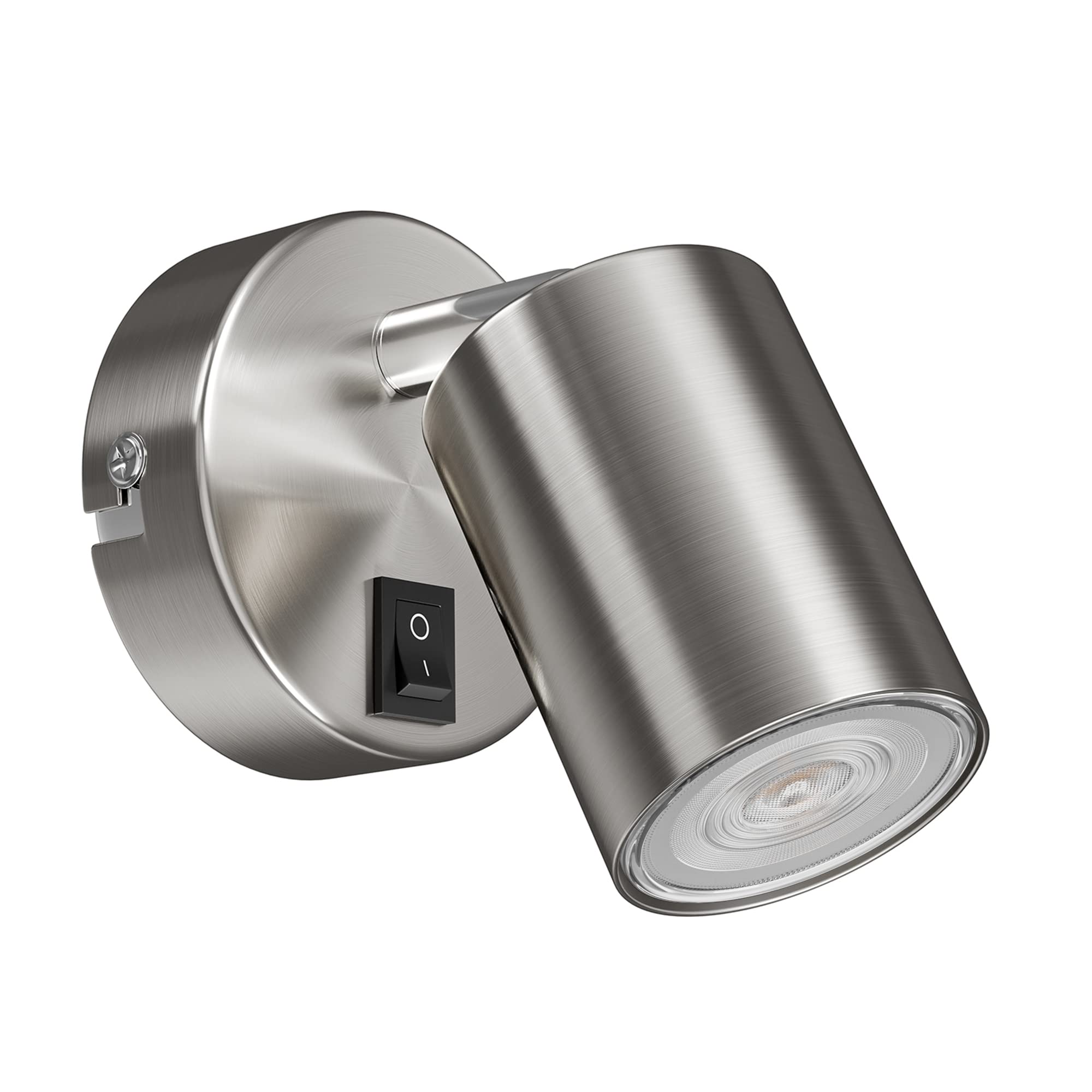 ledscom.de Wall spot WAIKA, Single Light, with Switch, GU10, Chrome matt, incl. GU10 LED, PAR16, Warm White, 6,05W, 374lm, 70°, 3-Level dimmer