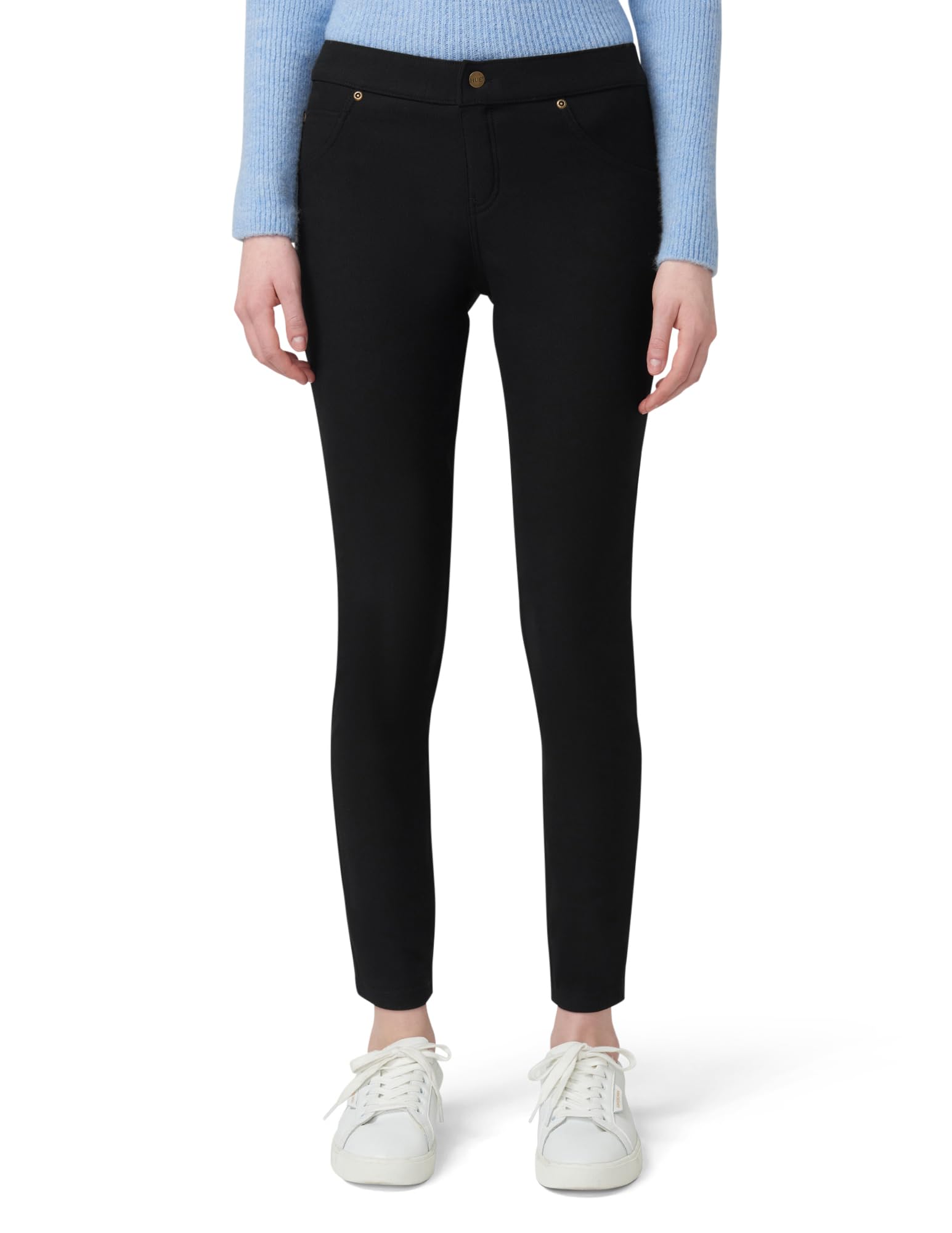 HUE womens Ultra Soft Fleece Lined Denim Leggings, Black, X-Small US
