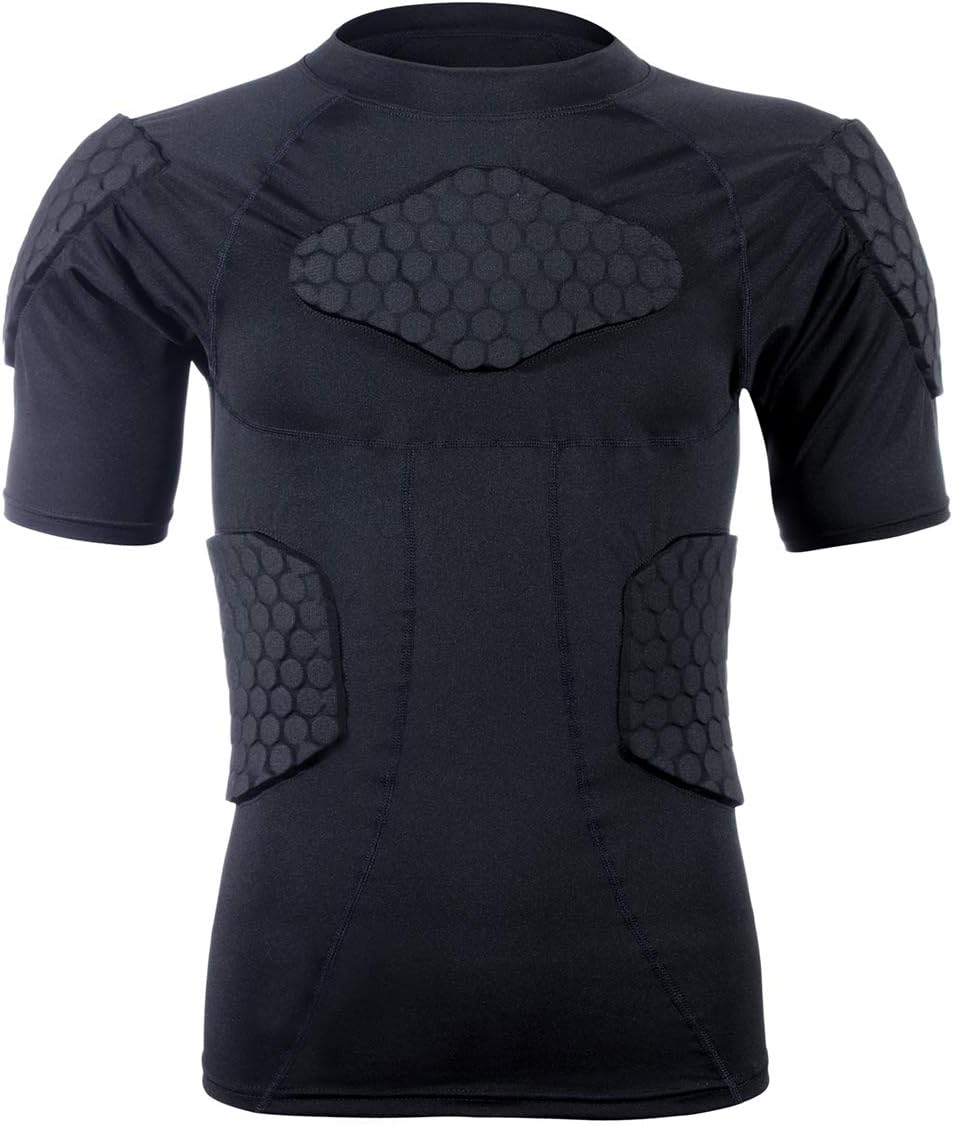 Men's Sports Shock Rash Guard Compression Padded Shirt Soccer Basketball Protective Gear Chest Rib Guards : Sports & Outdoors
