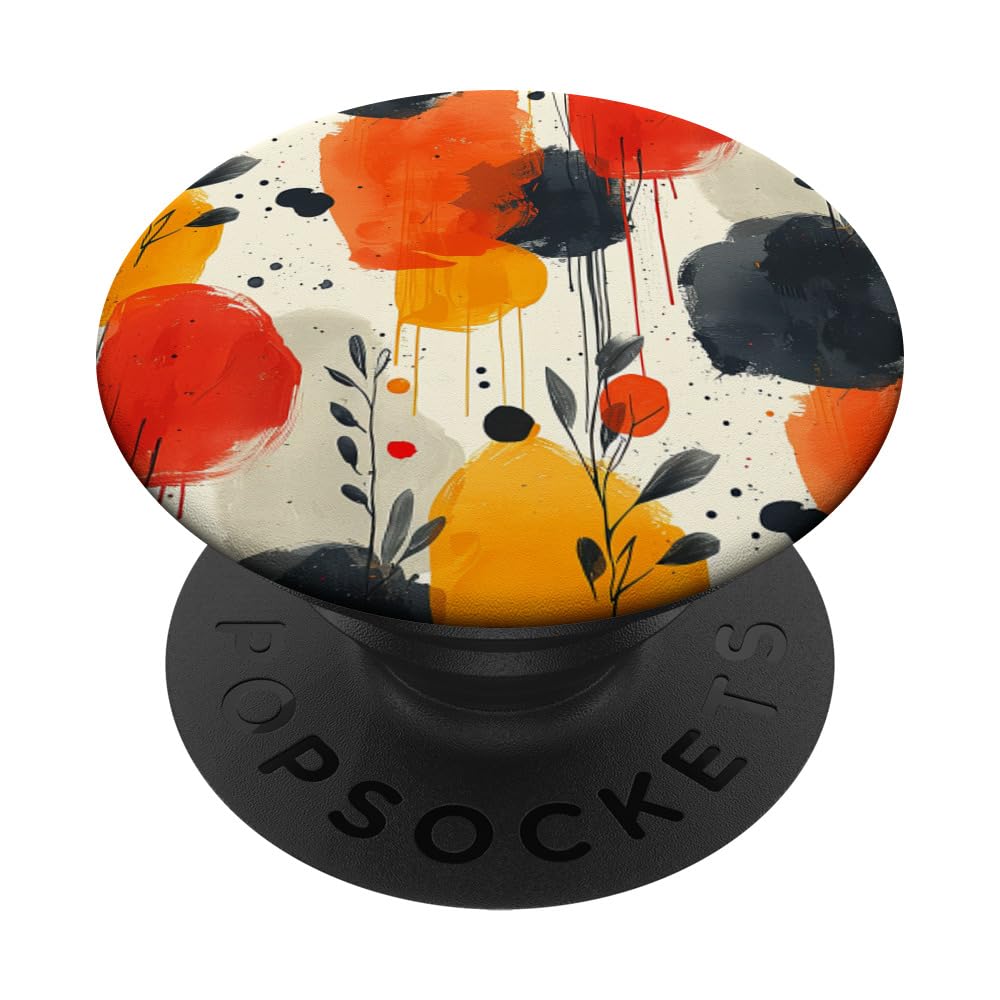 Floral Orange Watercolor Abstract PopSockets Swappable PopGrip