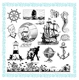Sailship Ocean Addicted // Clear stamps pack (7