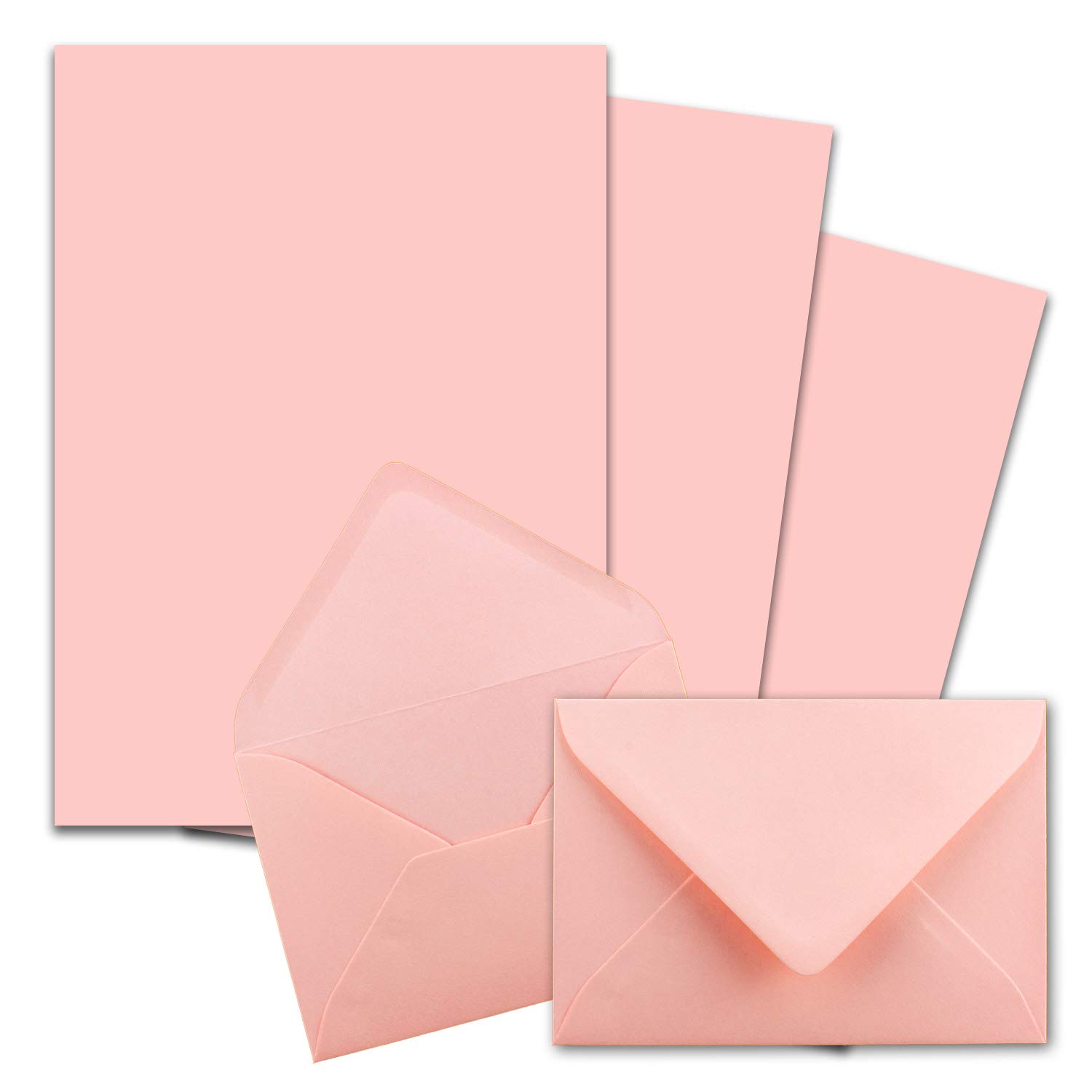 25 x Letter Paper Sets A4 with C6 Envelopes, Wet Seal, Pink, Matte Writing Paper with Envelopes, FarbenFroh by Gustav Neuser