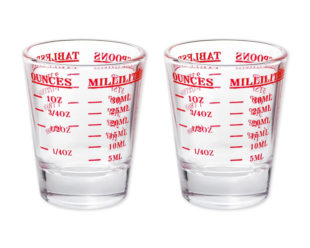 Measuring Cups 2 Pieces Small Measuring Cup with 4 Kinds of Scale Shot Glass Measuring Cup for Small Amount Liquid - 30 Millilitre
