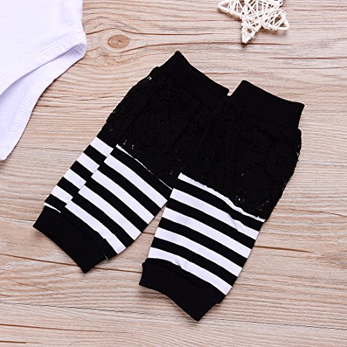 3PCS Outfit Set Newborn Toddler Baby Girl Clothes Romper+ Leg Warmers+ Bow Headband (100(12-18M), White)