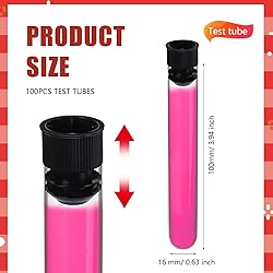 Relaxweex 100 Pcs Plastic Test Tubes Clear 16 x