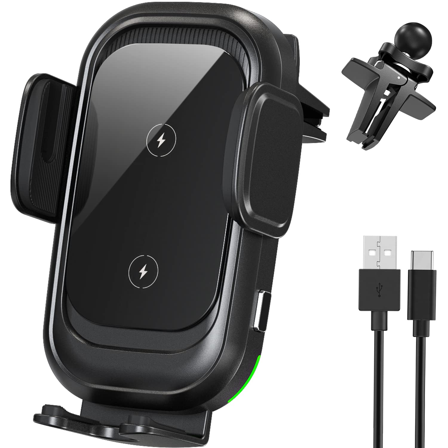 ULTRICS Wireless Car Charger, 15W Fast Charging Auto-Clamping Car Phone Holder Wireless Charger Mount Compatible with iPhone 15 Pro Max/16 Pro/14/13/12/11XS/XR, Galaxy S23 Ultra 5G/S22/S21/ Note 20/10