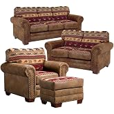 American Furniture Classics Sierra Lodge 4-piece Microfiber Sofa Set in Brown