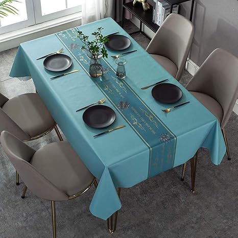 Amazon テーブルクロス ビニール Pvc製 撥水 北欧 ブルー テーブルマット 食卓カバー 長方形 137x80 汚れ防止 お手入れ簡単 デスクマット 防水 防油 耐熱 耐久性 厚手 マルチクロス 家庭用 店舗用 テーブルクロス オンライン通販