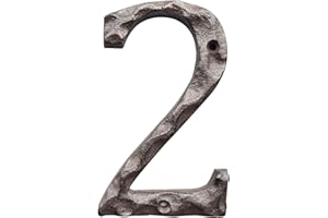BetLight Cast Iron House Numbers-5 Inch Rustic Address Number- Solid & Heavy Duty/Easy Install with Matching Screws-Number 2
