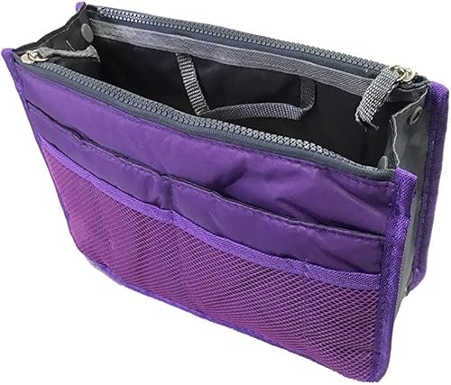 Amazon ノーブランド品 バッグインバッグ インナーバッグ コスメポーチ 化粧ポーチ ユニセックス パープル ノーブランド品 シューズ バッグ