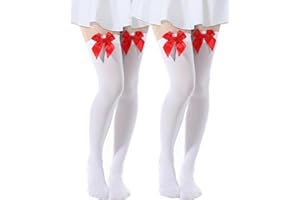 SATINIOR 2 Pairs Knee High Socks with Bows Women Thigh High Socks Highs Stockings over Knee Long Stockings
