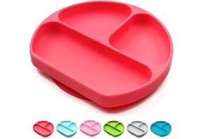 BABY DROM Silicone Suction Plates for Babies, Stick to High Chair Trays and Table, Divided Baby Dishes, Perfect Kids Plates, BPA FREE