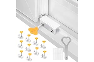 Window Locks 10 Sets, BEoffer Sliding Security Window Locks with Keys for Vertical and Horizontal Windows, No-Drill Install, Adjustable Aluminum Window Door Stoppers Burglar Proof for Home (Silver)
