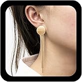 YienDoo Boho Disc Stud Earrings Lightweight Long Tassel Dangle Drop Earringsa Statement Round Coin Stud Tassel Chain Drop Earring Minimalist Prom Earrings for Women