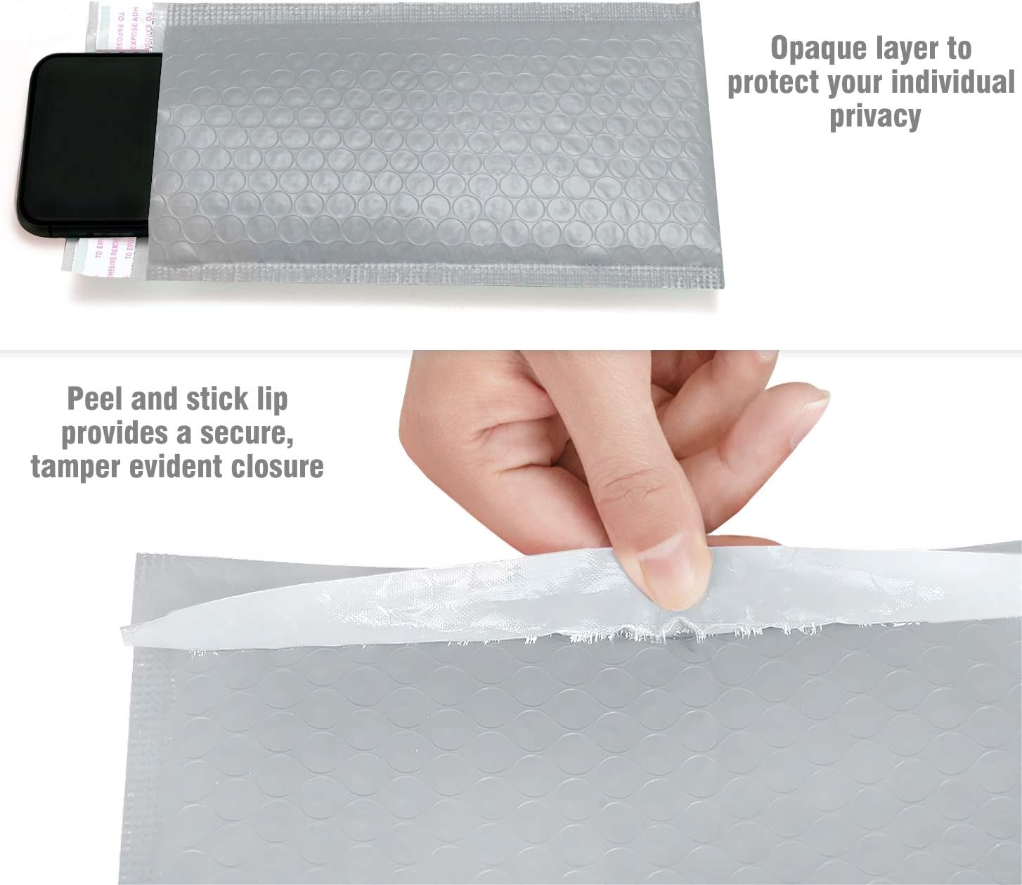 HBlife #0 6x10 Inches Poly Bubble Mailers Self Seal Gray Padded Envelopes, Pack of 50 : Office Products