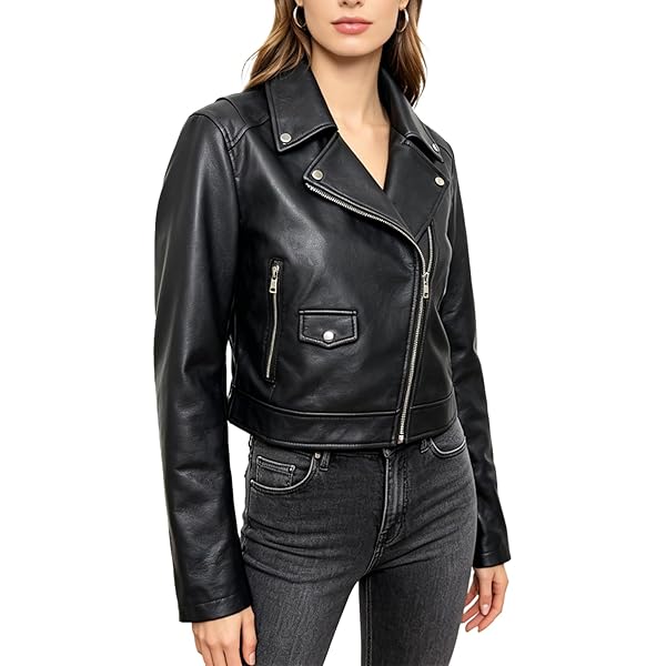 Carrie CH Hoxton Ladies Biker Real Leather Jacket Cropped Short