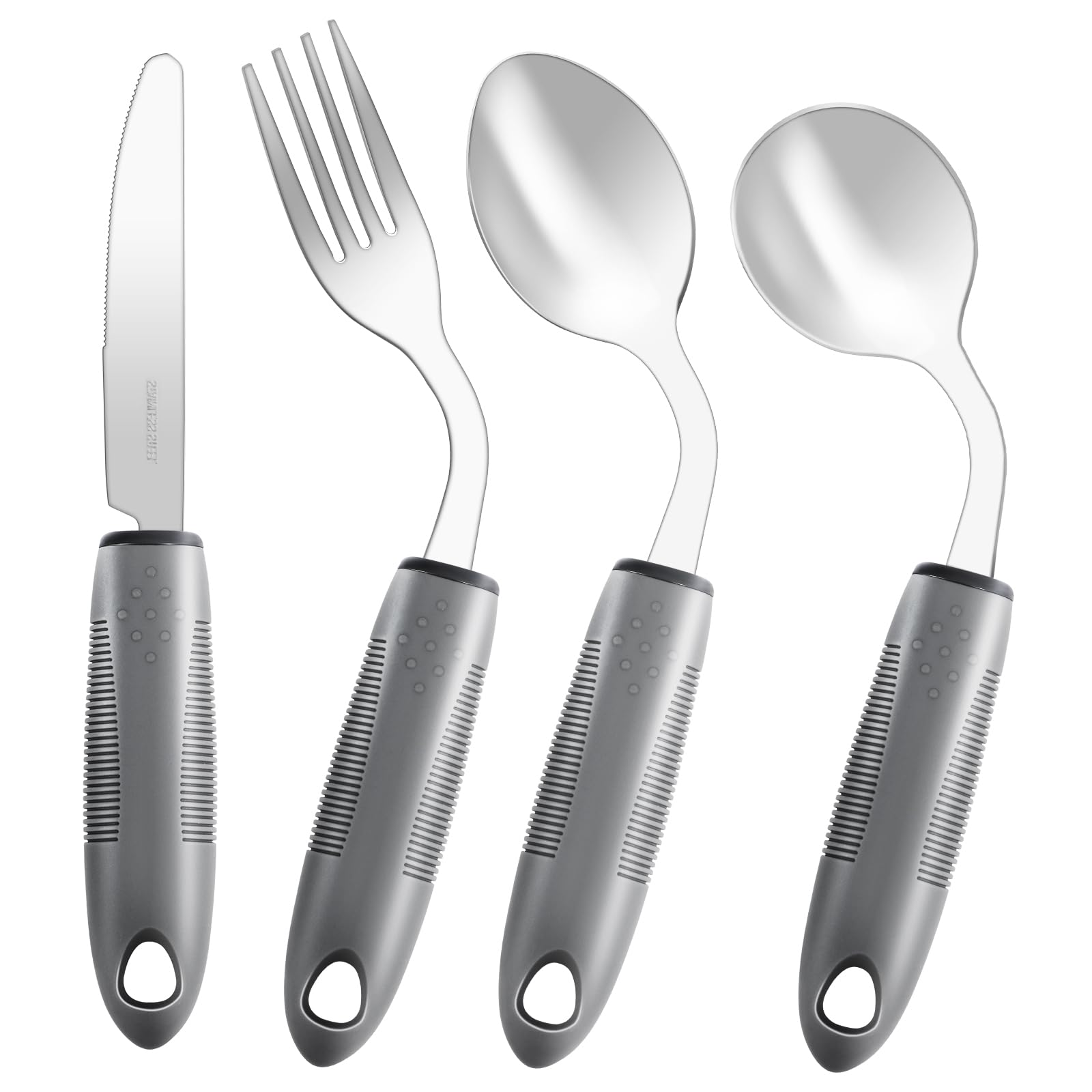 Photo 1 of Adaptive Utensils,Weighted Utensils for Hand Tremors,Utensils for Parkinsons Patients,Elderly,Arthritis,Weak Hand Grip,Tremors&Handicapped.Stainless Steel Knife,Fork and Spoons Set (4pcs Right-Handed)