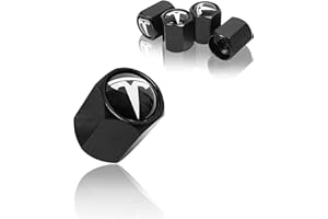 Eaglewireless 5 Pack Tire Valve Stem Caps Leakproof Aluminum Chrome Tire Valve Caps with Rubber O-Rings Compatible with for Tesla Model 3, S, X, Y (White Logo)