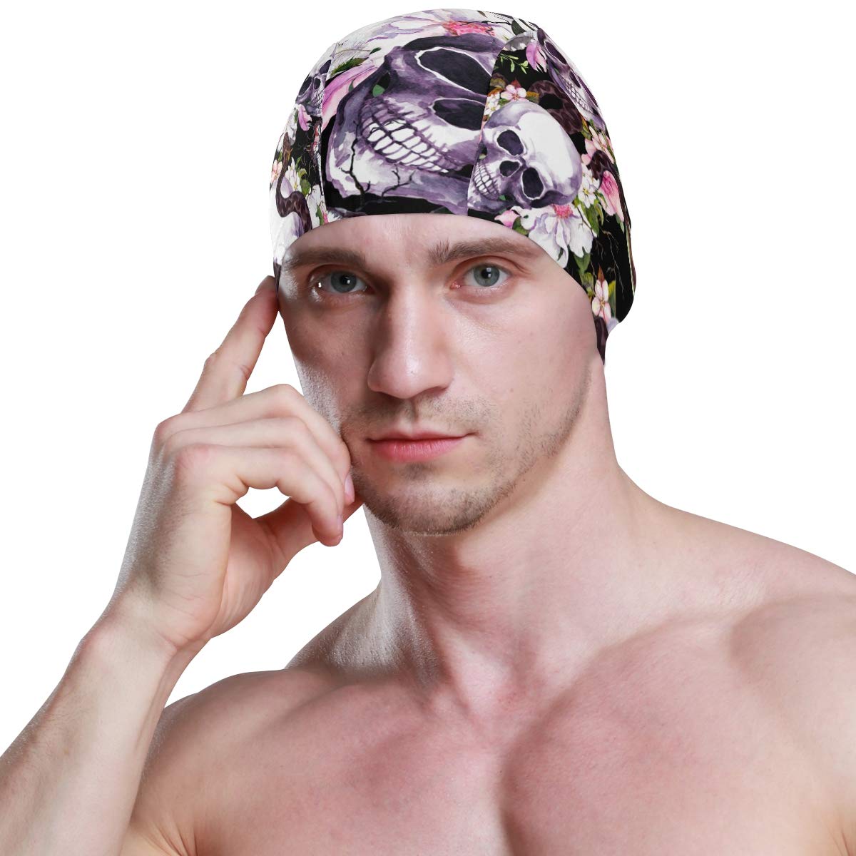 ALINLO Cuffia da Nuoto con Teschio e Scheletro e Fiori per Adulti Uomini  Ragazzi e Ragazze Impermeabile Donne Cuffie Sport e tempo libero  berjaya.edu.my