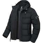 LZACTOIN-X Men's Winter Coat Thicken Insulated Waterproof Puffer Jacket Hooded Windbreaker Parka With Multi-Pockets