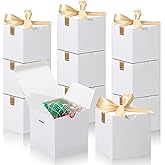 DOYIDE 20 Pack Small Gift Boxes, 6x6x6 Inch White Elegant Paper Boxes with Ribbons, Christmas Gift Box Crafting, Wedding Party Favor, Cupcake, Candy, Bridesmaids Proposal Box