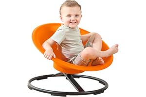 HAPPYMATY Spinning Chair for Autistic Kids, Sit and Spin Autism Toys for Age 3+, Sensory Swivel Chair Enhancing Motor Skills, Educational Indoor & Outdoor Toys (Orange)