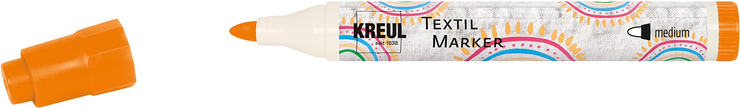 KREUL Fabric Crayon Medium Orange - Made In Germany - Insensitive Tip For Light Fabrics - Washable Up To 60 Degrees After Ironing
