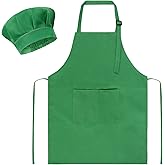 SUNLAND Kids Apron and Hat Set Children Chef Apron for Cooking Baking Painting