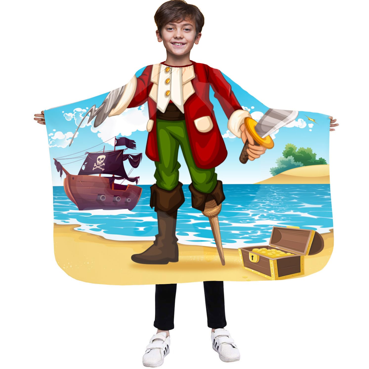 Professional hairdressing cape for Kids Children Perfect apron 85x110 cm for the hair salon Beauty salon and home use Pirate [111]